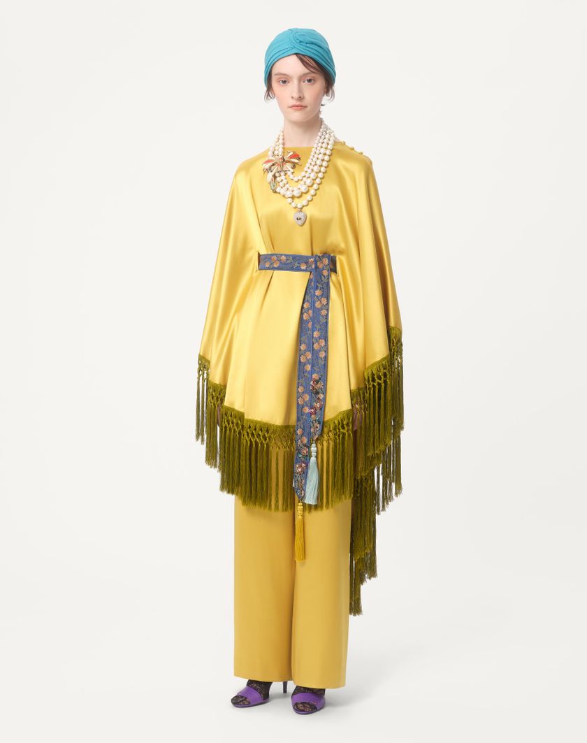 Valentino Handbags Pantaloni In Doppia Duchesse per Donna in Oro | Valentino IT Sottocosto