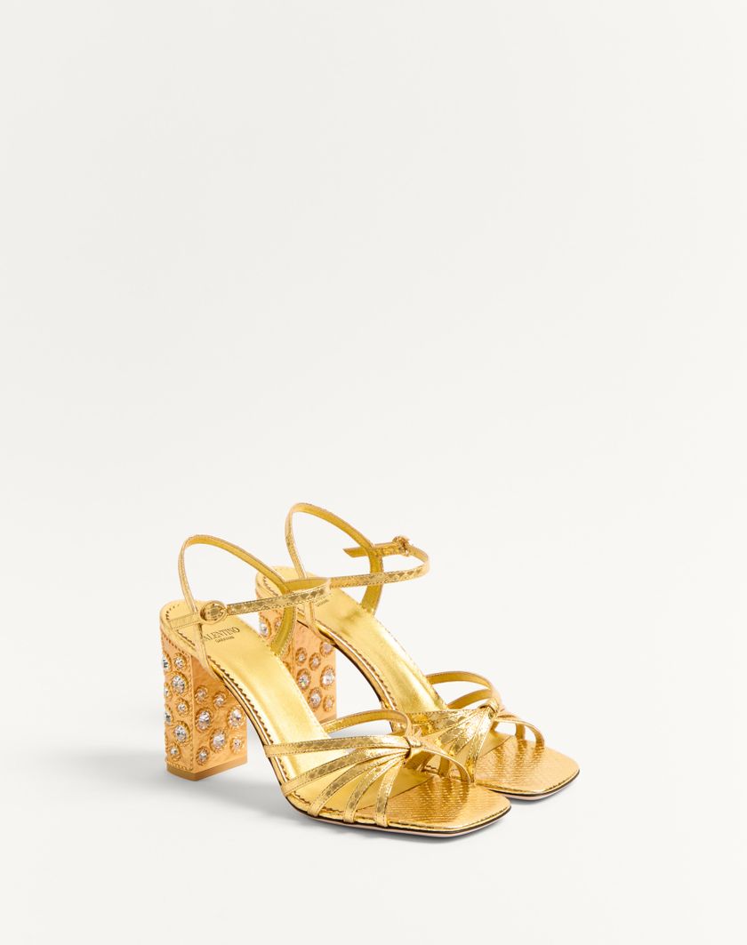 Valentino Handbags Sandalo Preshoes In Ayers Laminato Con Cristalli 90mm per Donna in Oro/crystal | Valentino IT Presa