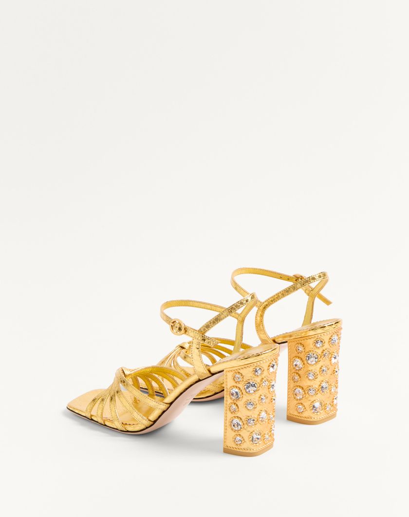 Valentino Handbags Sandalo Preshoes In Ayers Laminato Con Cristalli 90mm per Donna in Oro/crystal | Valentino IT Presa