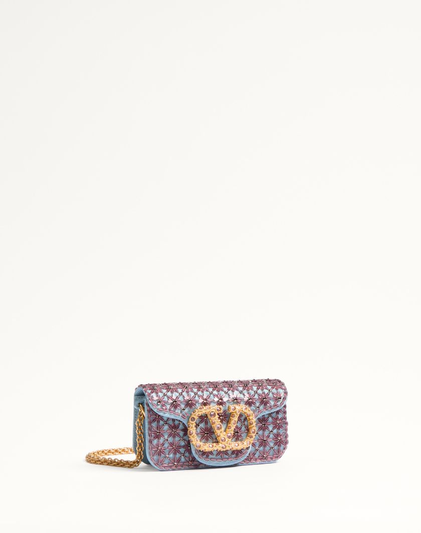 Valentino Handbags Borsa Piccola A Spalla Valentino Garavani Locò Ricamata Con Logo Gioiello per Donna in Ametista/cloudy Blue | Valentino IT Sconto