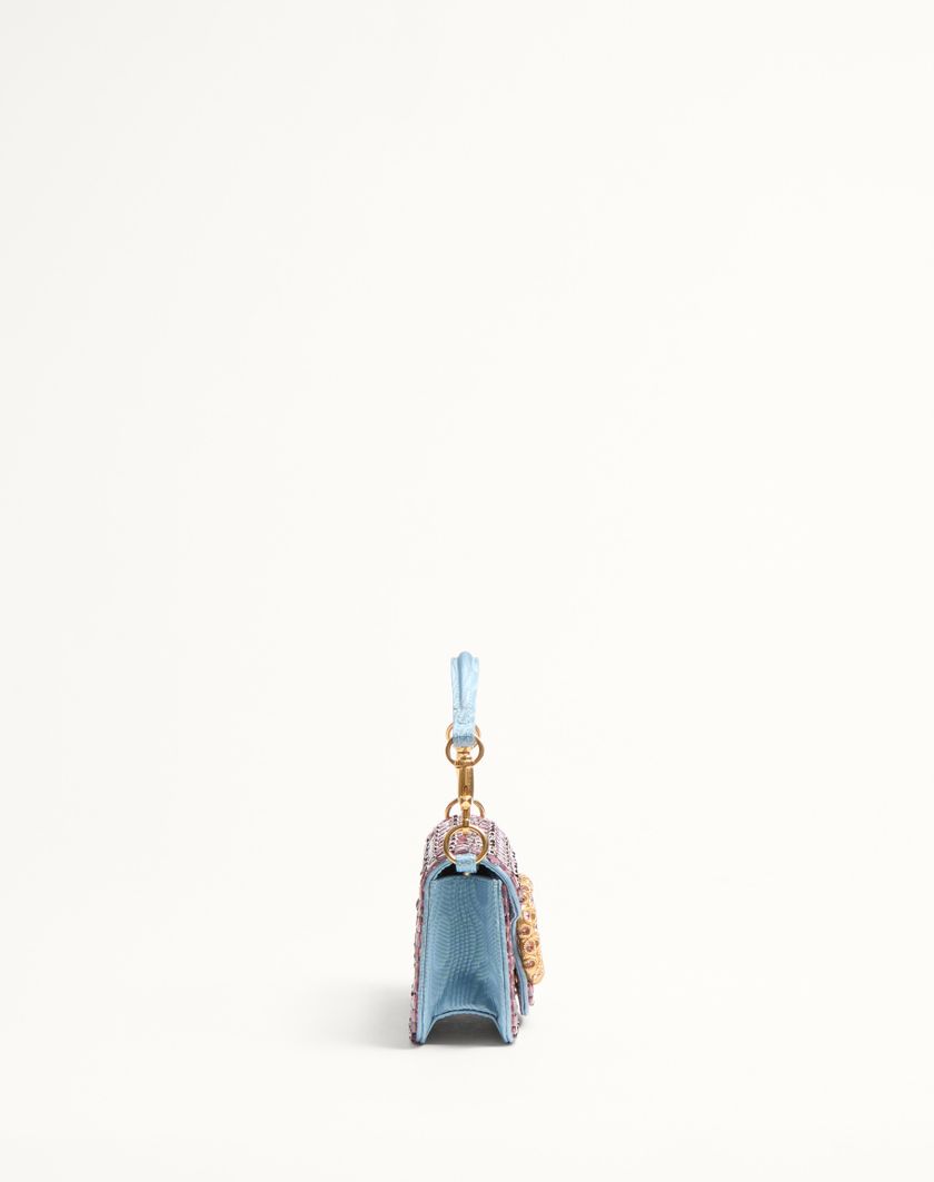 Valentino Handbags Borsa Piccola A Spalla Valentino Garavani Locò Ricamata Con Logo Gioiello per Donna in Ametista/cloudy Blue | Valentino IT Sconto