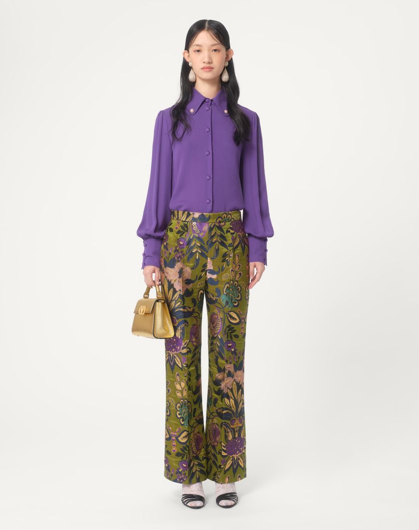 Valentino Handbags Camicia In Georgette per Donna in Violet | Valentino IT Online