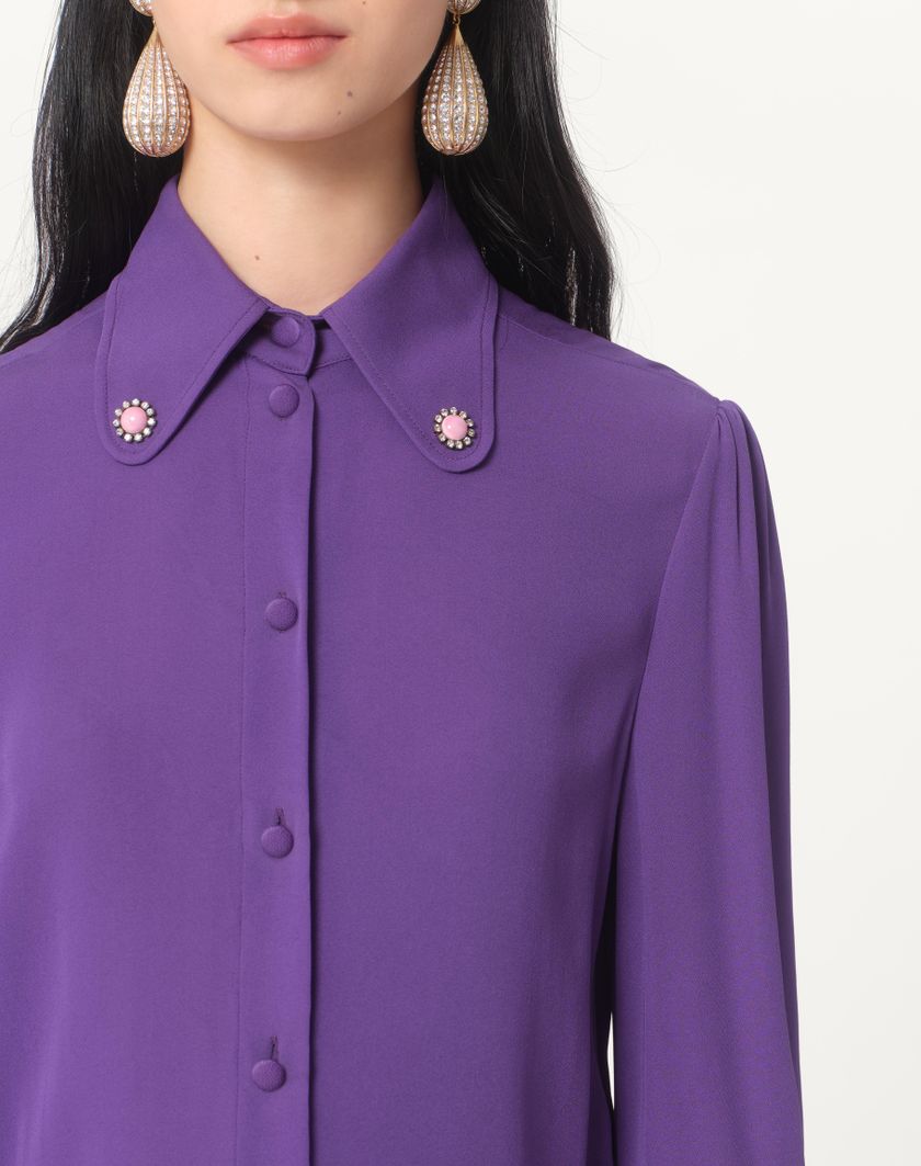 Valentino Handbags Camicia In Georgette per Donna in Violet | Valentino IT Online