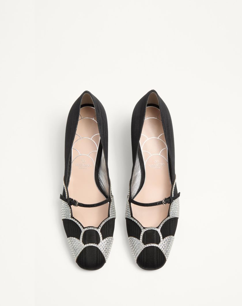 Valentino Handbags Décolleté Bowow In Tessuto Moirè Con Cristalli 45mm per Donna in Nero/silver | Valentino IT Saldi
