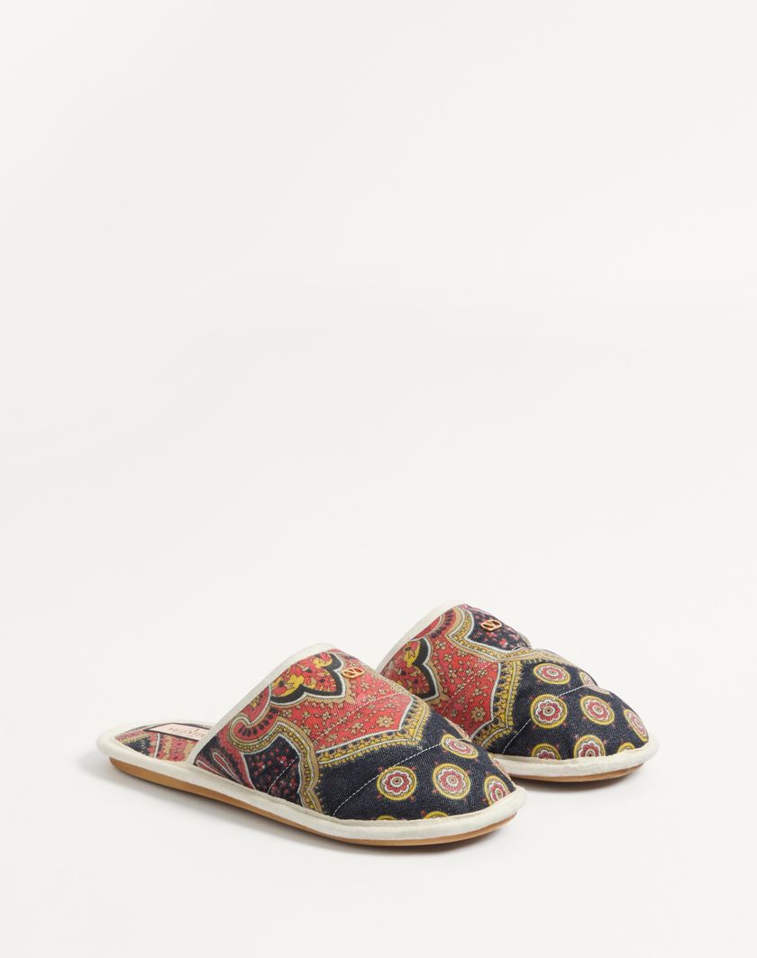 Valentino Handbags Slide Ta Chambre In Tessuto Denim Voyage Imaginaire per Uomo in Multicolor/avorio | Valentino IT Negozio