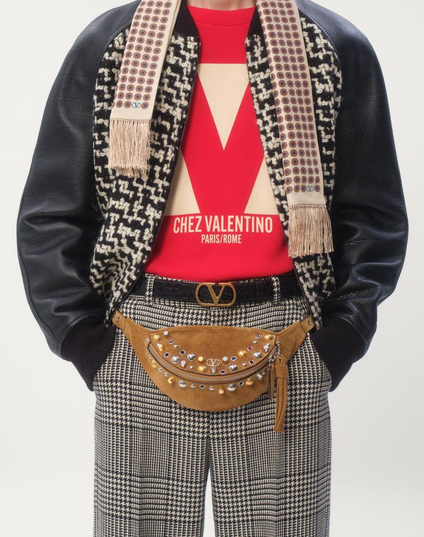 Valentino Handbags Bomber In Tweed Di Lana Con Patch Chez Valentino per Uomo in Avorio/nero | Valentino IT In Saldo