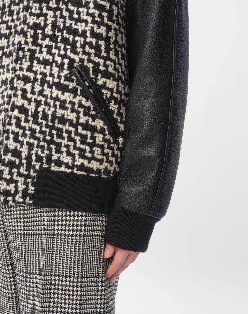 Valentino Handbags Bomber In Tweed Di Lana Con Patch Chez Valentino per Uomo in Avorio/nero | Valentino IT In Saldo