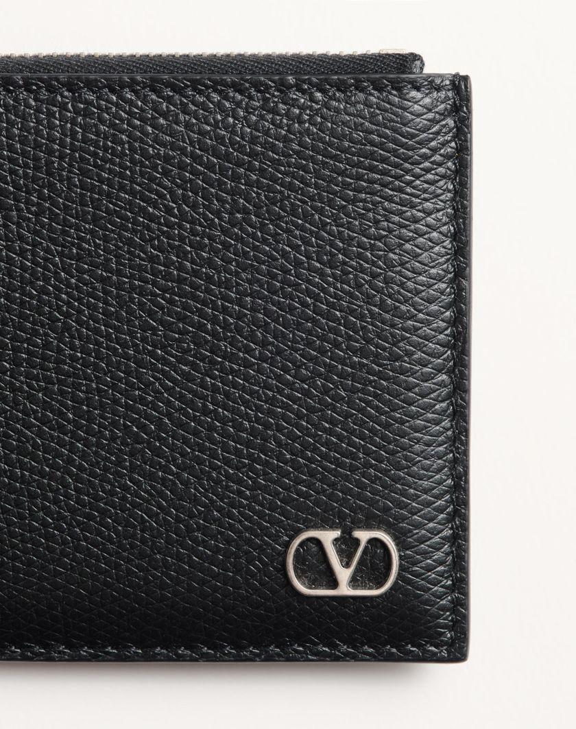 Valentino Handbags Portacarte Vlogo Signature In Vitello Granato per Uomo in Nero | Valentino IT Italia