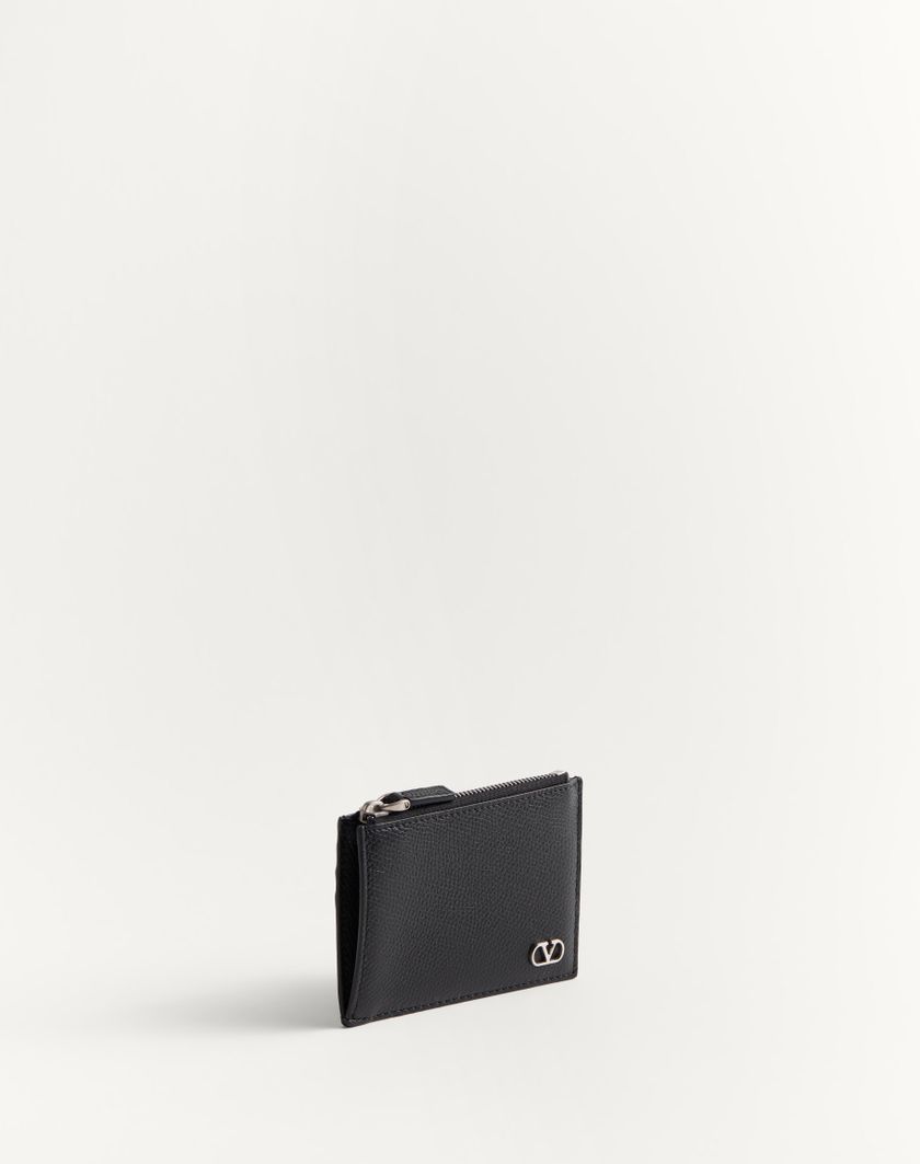 Valentino Handbags Portacarte Vlogo Signature In Vitello Granato per Uomo in Nero | Valentino IT Italia