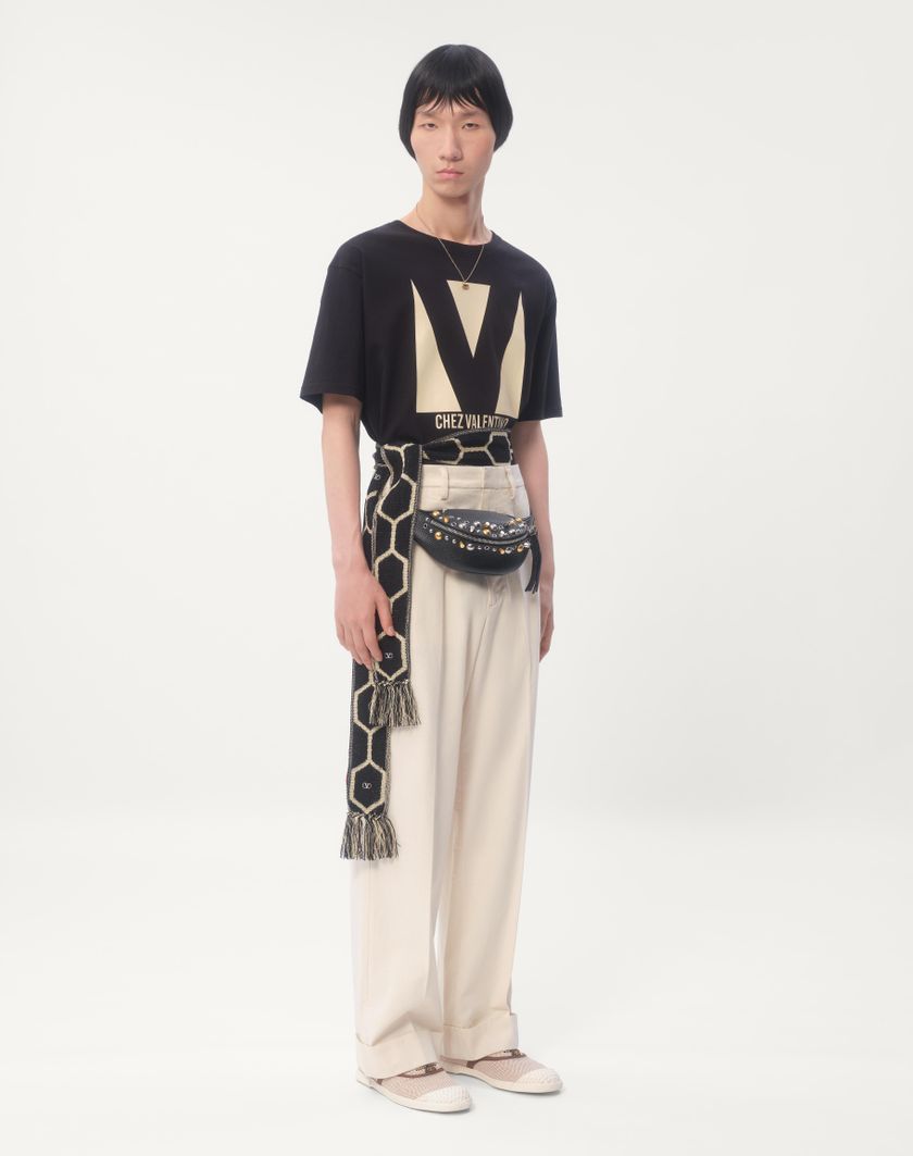 Valentino Handbags T-shirt In Cotone Con Stampa Chez Valentino per Uomo in Avorio | Valentino IT Vendita