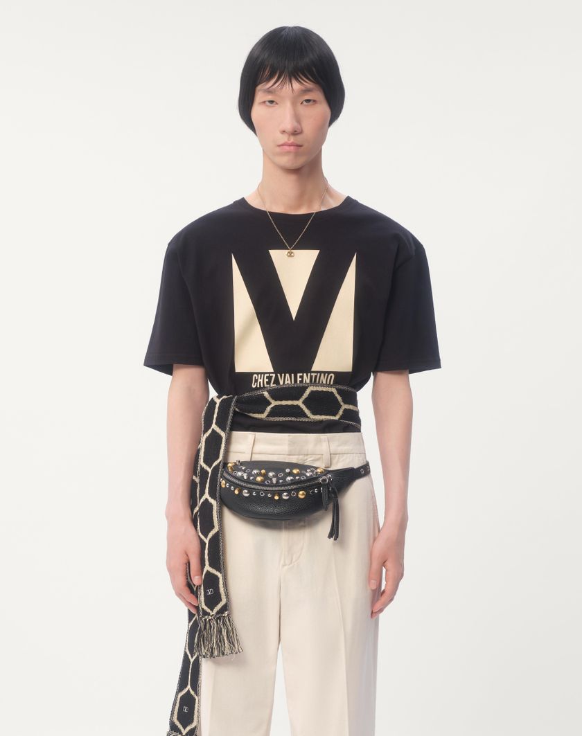 Valentino Handbags T-shirt In Cotone Con Stampa Chez Valentino per Uomo in Avorio | Valentino IT Vendita
