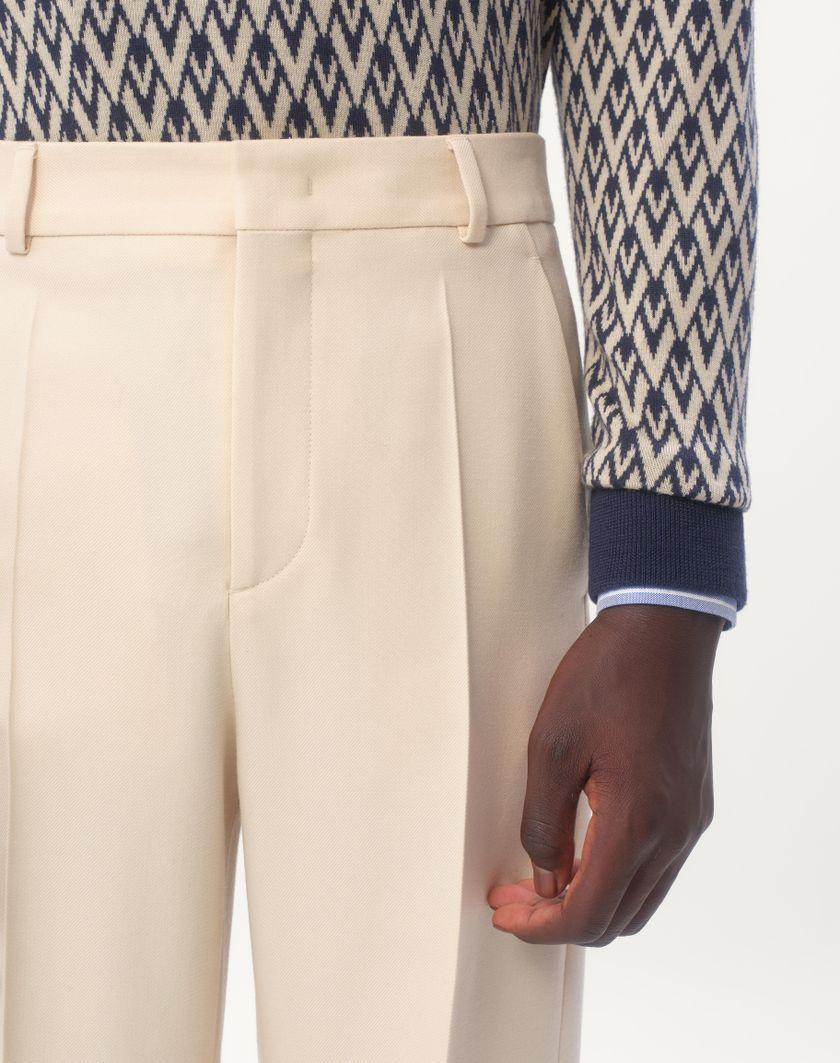Valentino Handbags Pantalone In Gabardina Di Lana Con Risvolto per Uomo in Burro | Valentino IT Sottocosto