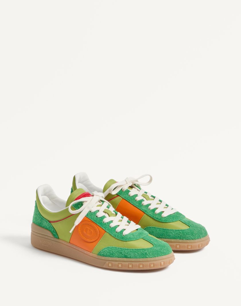 Valentino Handbags Sneaker Low Top Upvillage In Crosta E Nylon per Uomo in Green Briar/chartreuse/pumpkin/corallo | Valentino IT Presa