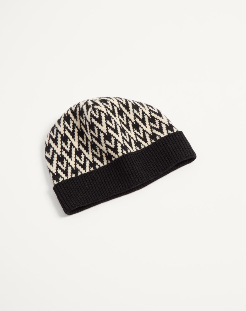 Valentino Handbags Beanie Knitted Toute La V Signature In Lana per Uomo in Navy/crema | Valentino IT Hotsell