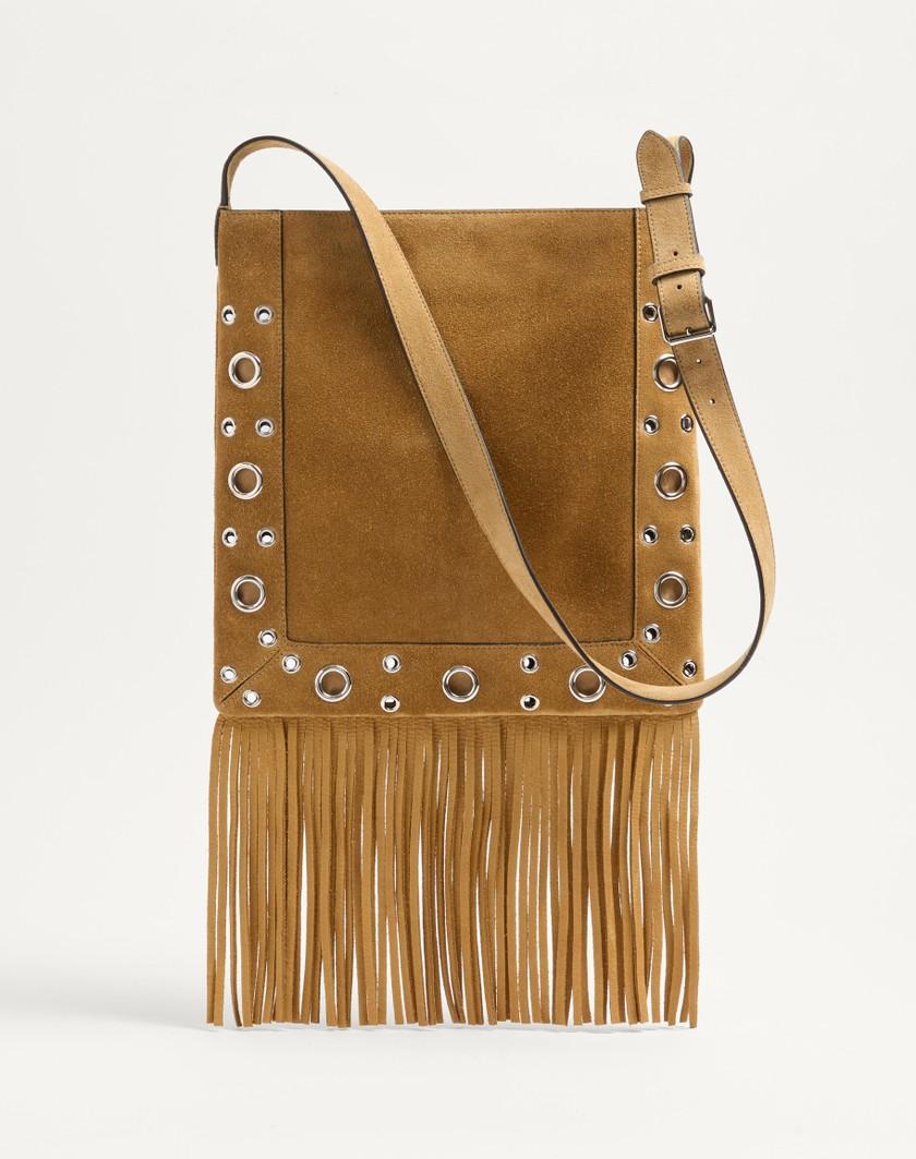 Valentino Handbags Borsa A Spalla Valentino Garavani Nellcôte In Suede Con Frange per Uomo in Havana Beige | Valentino IT I Più Venduti