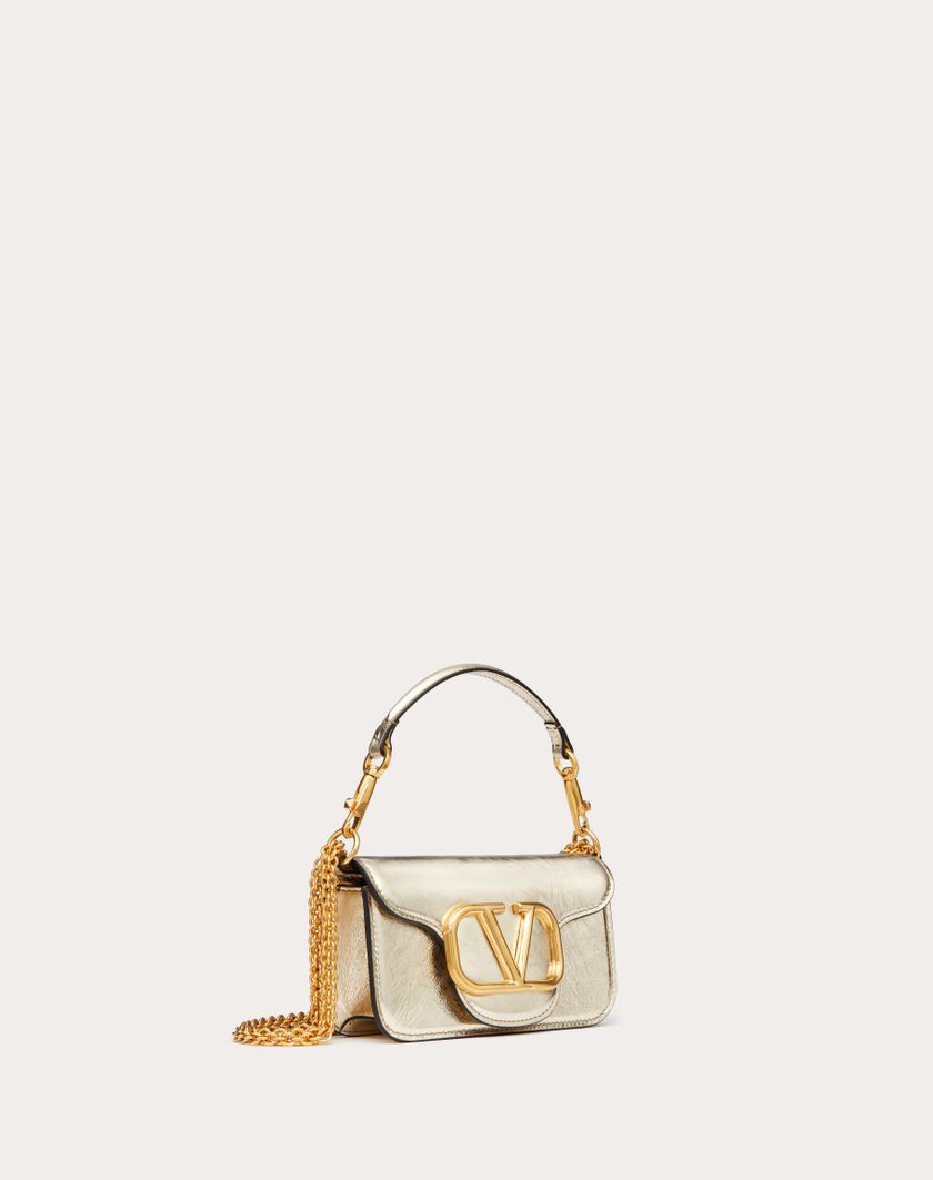 Valentino Handbags Borsa Piccola A Spalla Valentino Garavani Locò In Vitello Metallizzato per Donna in Platino | Valentino IT In Saldo