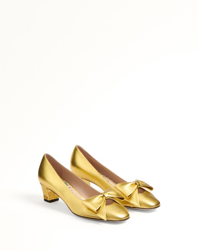 Valentino Handbags Décolleté Bowow In Nappa Laminata 45mm per Donna in Silver | Valentino IT Nuovo