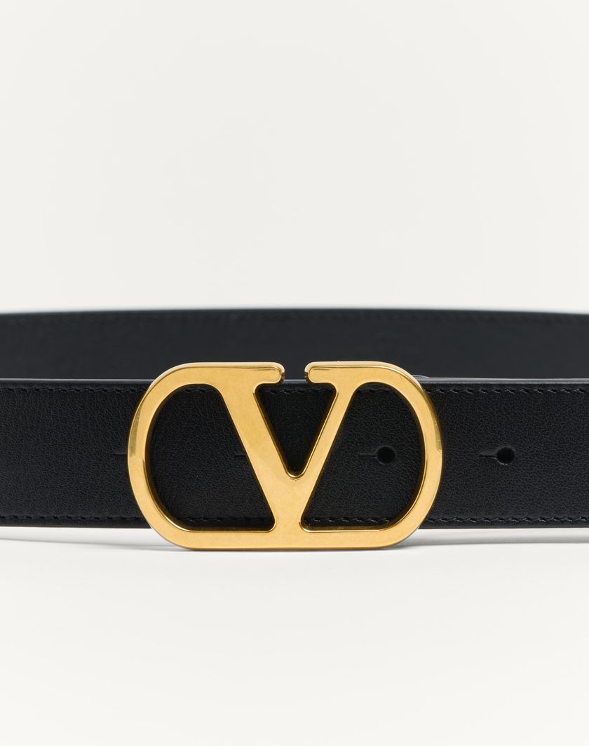 Valentino Handbags Cintura Vlogo Signature In Vitello Lucido 30 Mm per Donna in Avorio | Valentino IT Spedizione Gratuita