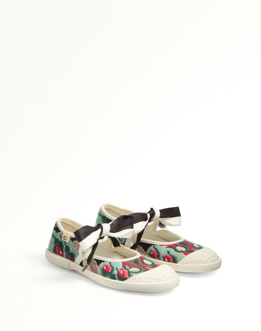 Valentino Handbags Sneaker Ballerina Bay By Bay In Tessuto Jacquard Con Ricamo Floreale per Donna in Multicolor | Valentino IT Pezzi Unici