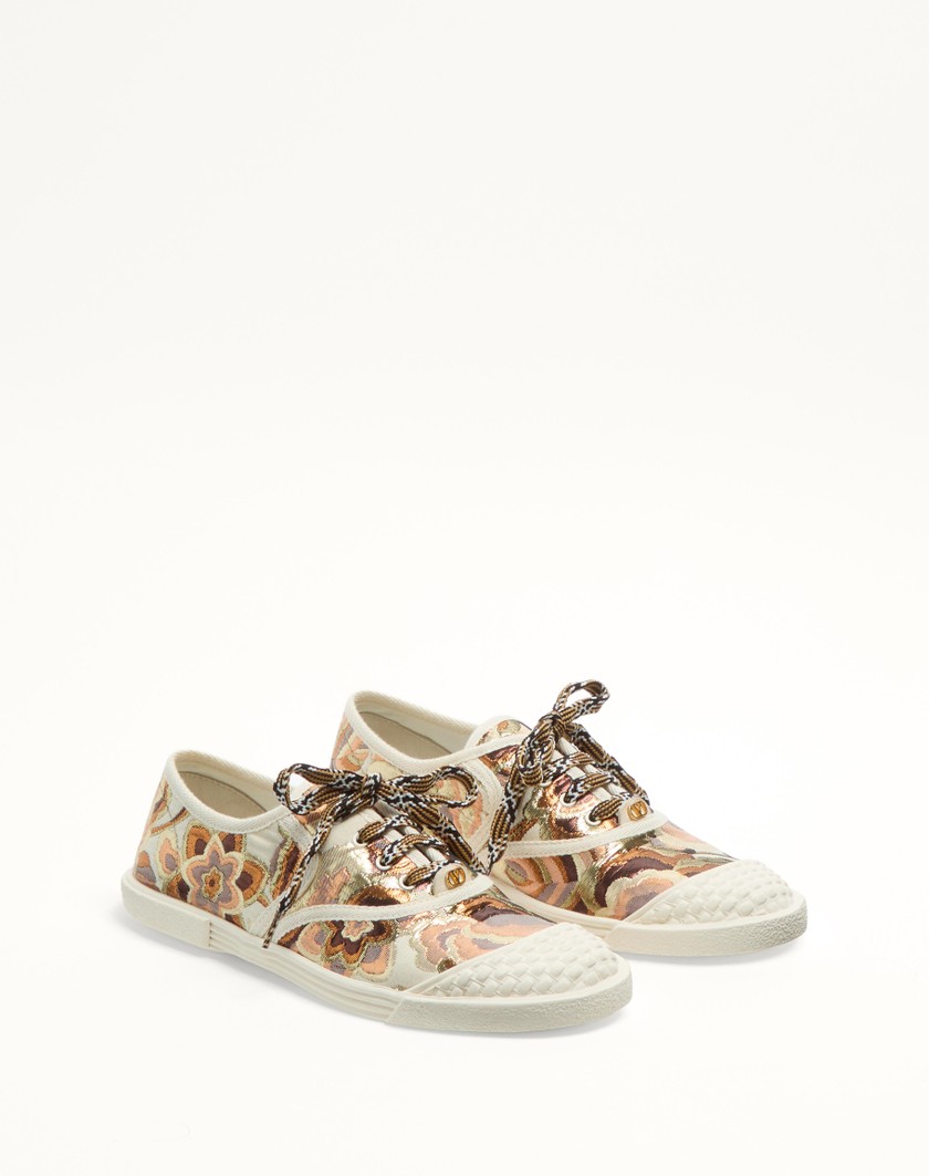 Valentino Handbags Sneaker Bay By Bay In Tessuto Jacquard Apres L'hiver per Donna in Avorio | Valentino IT Sconto