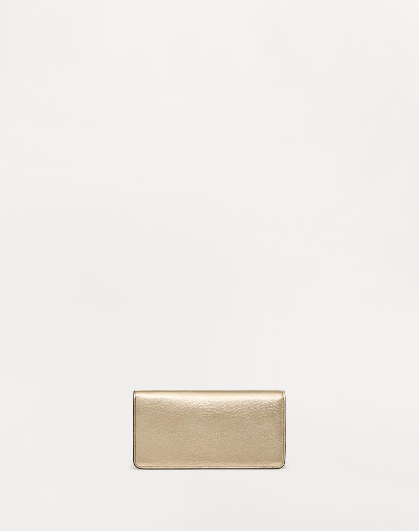 Valentino Handbags Portafoglio Con Catena Vlogo Signature In Vitello Granato Metallizzato per Donna in Platino | Valentino IT Economico