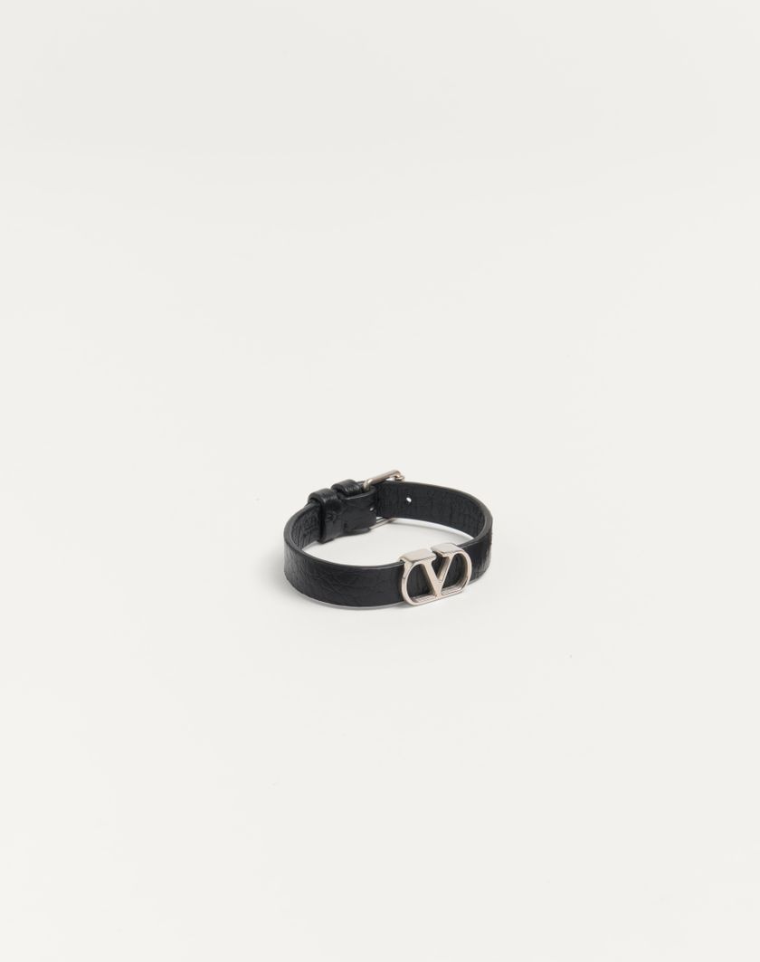 Valentino Handbags Bracciale Vlogo Signature In Vitello Granato per Uomo in Nero | Valentino IT Moda