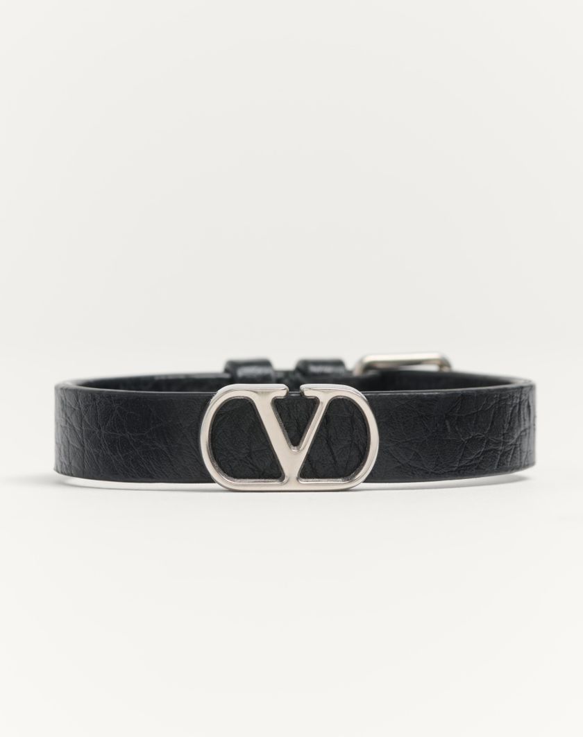 Valentino Handbags Bracciale Vlogo Signature In Vitello Granato per Uomo in Nero | Valentino IT Moda