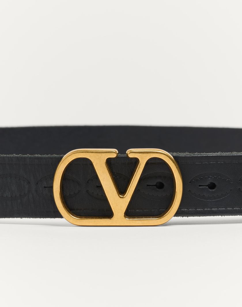 Valentino Handbags Cintura Vlogo Signature In Vitello 30 Mm per Uomo in Nero | Valentino IT Vendita