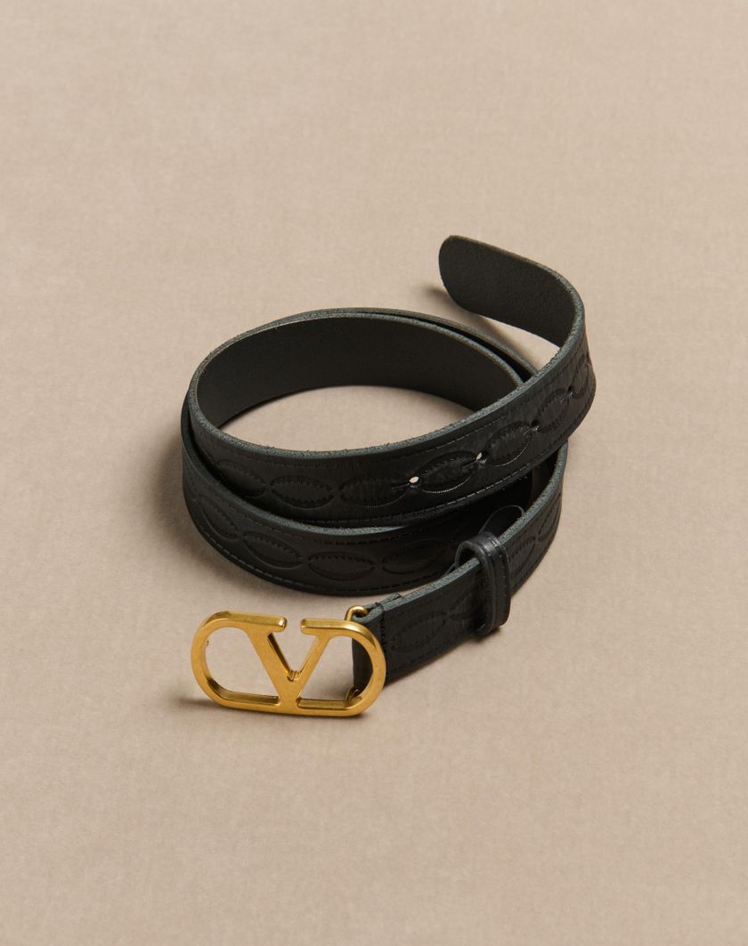 Valentino Handbags Cintura Vlogo Signature In Vitello 30 Mm per Uomo in Nero | Valentino IT Vendita