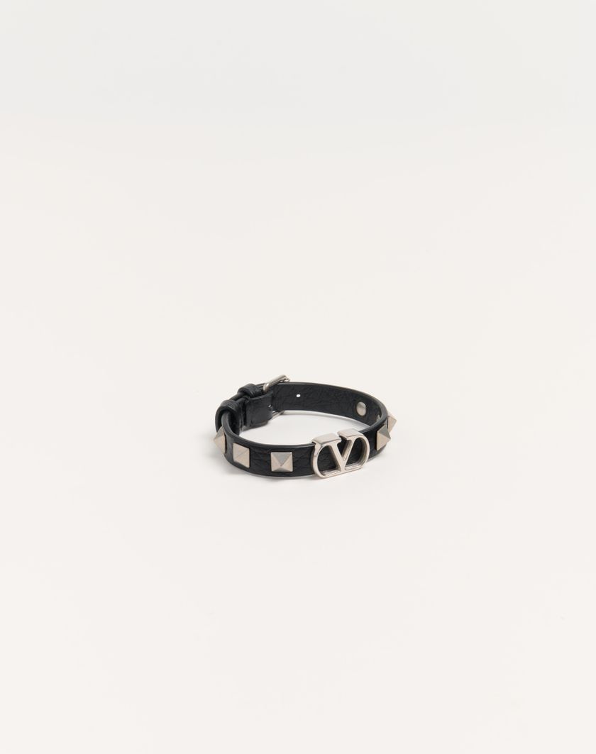 Valentino Handbags Bracciale Vlogo Signature In Vitello Granato per Uomo in Nero | Valentino IT Promozione