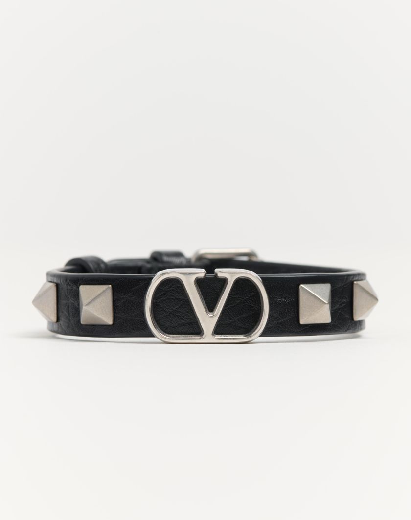 Valentino Handbags Bracciale Vlogo Signature In Vitello Granato per Uomo in Nero | Valentino IT Promozione