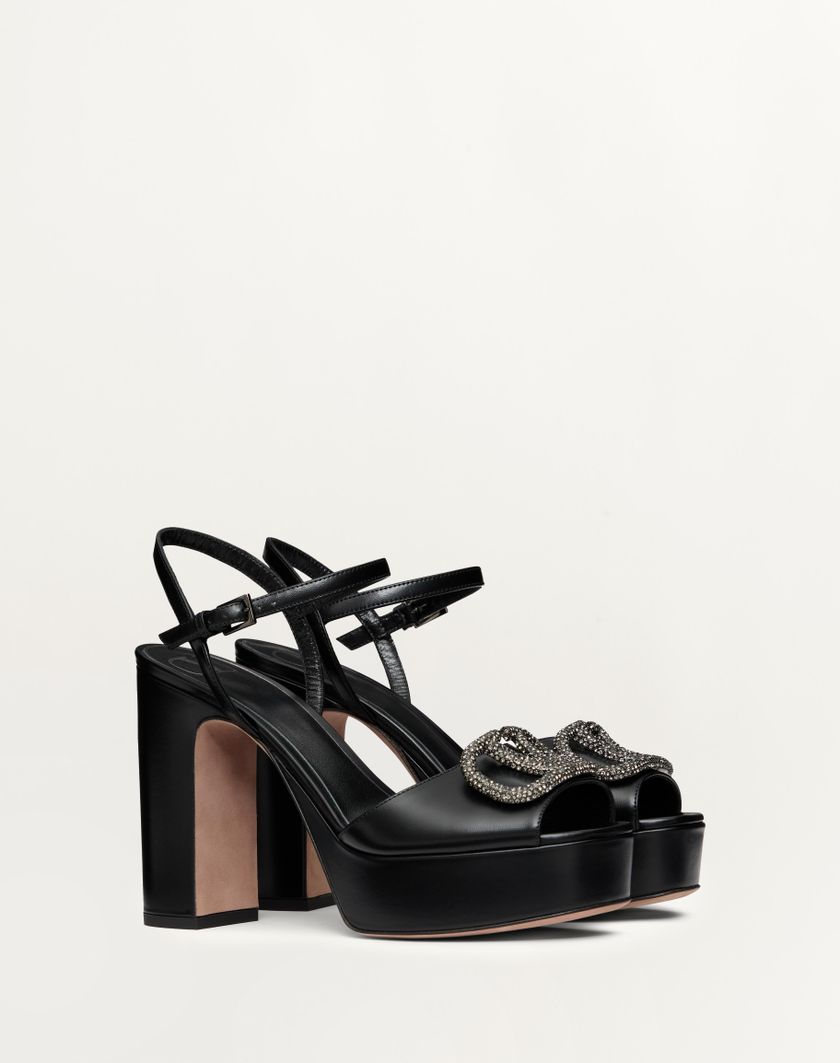 Valentino Handbags Sandalo Con Plateau Vlogo Signature In Vitello 115mm per Donna in Nero | Valentino IT Fino Al -60%