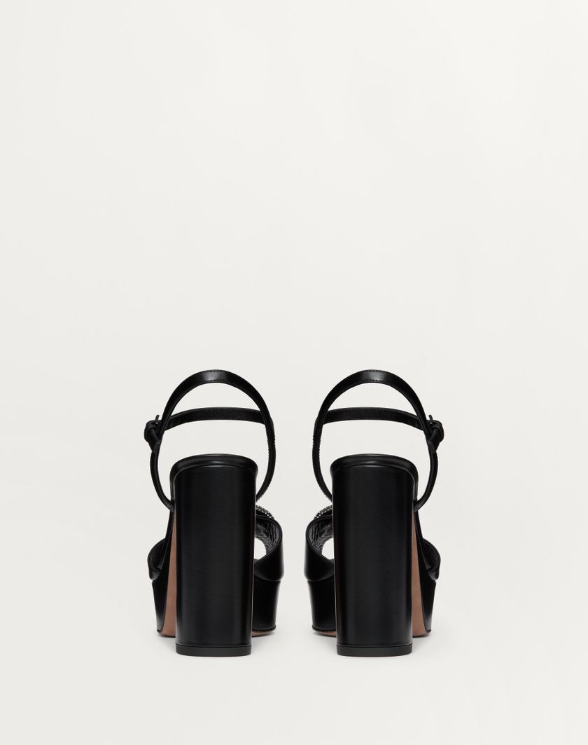 Valentino Handbags Sandalo Con Plateau Vlogo Signature In Vitello 115mm per Donna in Nero | Valentino IT Fino Al -60%