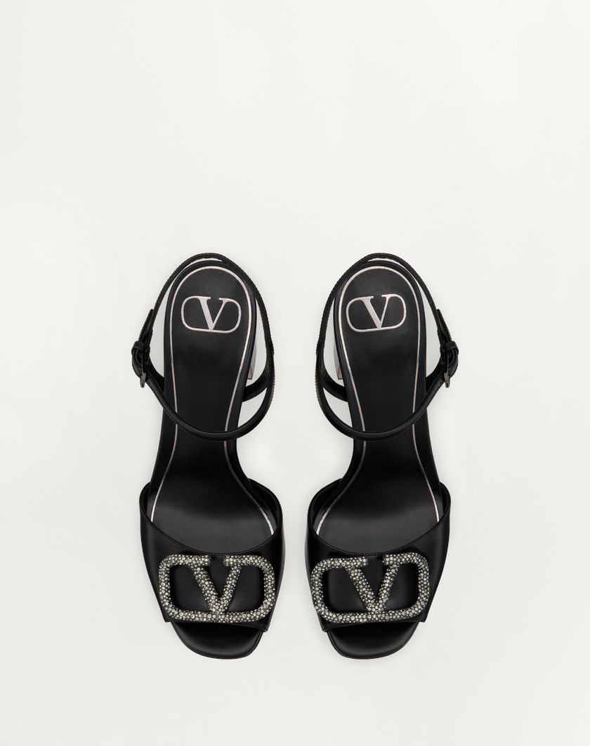 Valentino Handbags Sandalo Con Plateau Vlogo Signature In Vitello 115mm per Donna in Nero | Valentino IT Fino Al -60%
