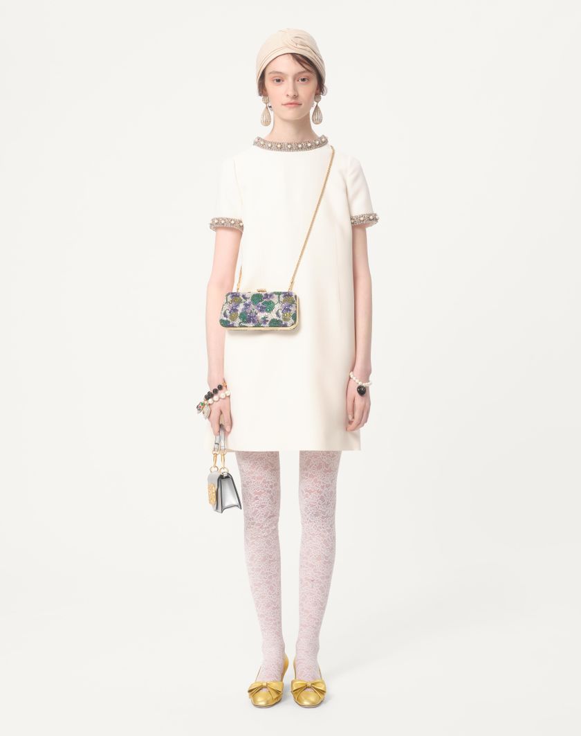Valentino Handbags Abito Corto In Crepe Couture Ricamato per Donna in Avorio/multicolor | Valentino IT Hotsell