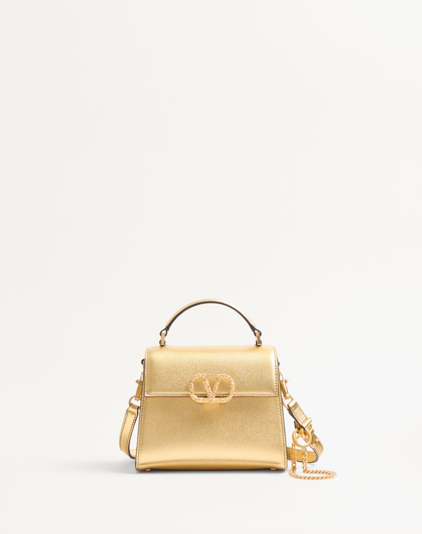 Valentino Handbags Borsa A Mano Mini Valentino Garavani Vsling In Vitello Granato Laminato Con Logo Gioiello per Donna in Violet | Valentino IT Vendita Economica