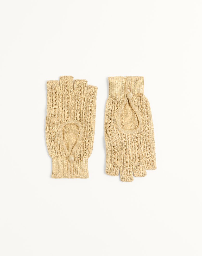 Valentino Handbags Guanti Fingerless Knitted In Lurex per Donna in Oro | Valentino IT Saldi Di Fabbrica