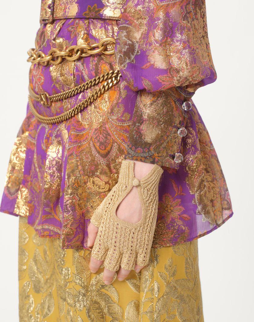Valentino Handbags Guanti Fingerless Knitted In Lurex per Donna in Oro | Valentino IT Saldi Di Fabbrica