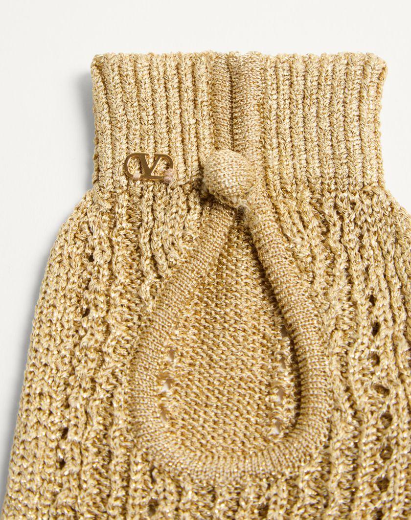 Valentino Handbags Guanti Fingerless Knitted In Lurex per Donna in Oro | Valentino IT Saldi Di Fabbrica
