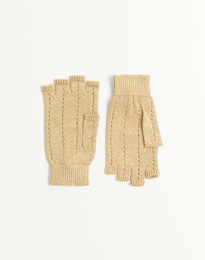 Valentino Handbags Guanti Fingerless Knitted In Lurex per Donna in Oro | Valentino IT Saldi Di Fabbrica