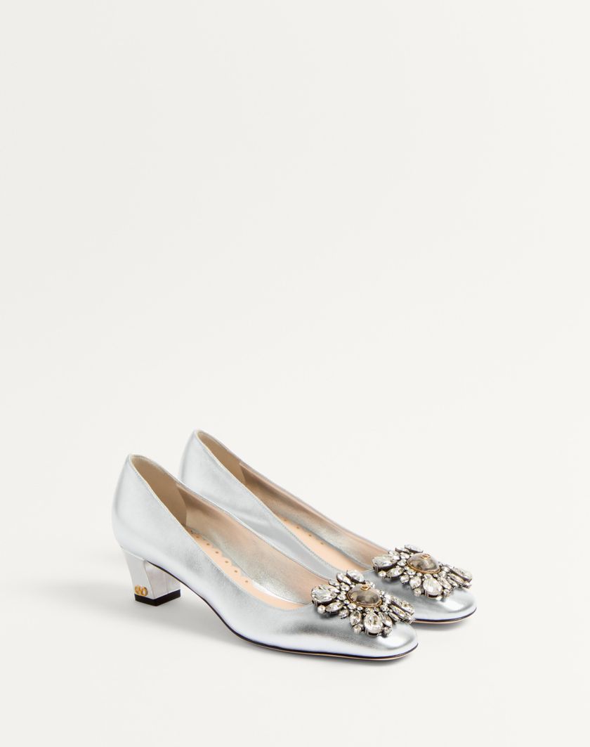 Valentino Handbags Décolleté Preshoes In Nappa Laminata Con Cristalli 45mm per Donna in Silver | Valentino IT I Più Venduti