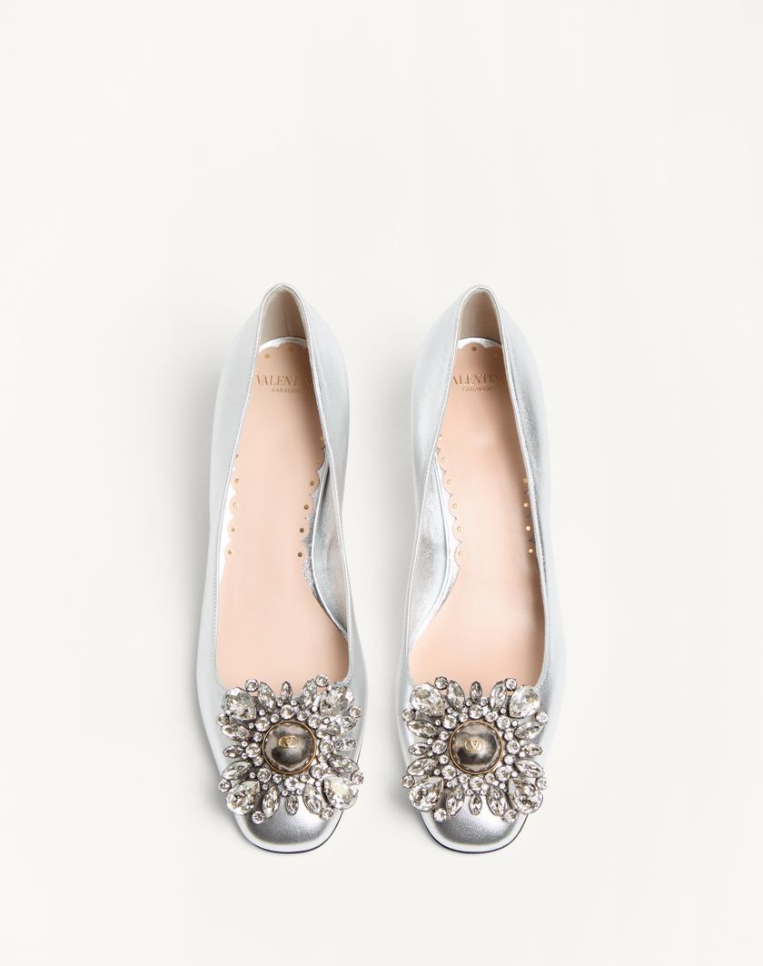 Valentino Handbags Décolleté Preshoes In Nappa Laminata Con Cristalli 45mm per Donna in Silver | Valentino IT I Più Venduti