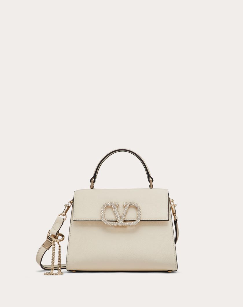 Valentino Handbags Borsa A Mano Piccola Vsling Con Logo Gioiello per Donna in Light Ivory/crystal | Valentino IT Italy