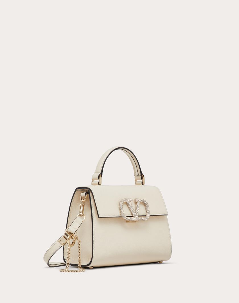 Valentino Handbags Borsa A Mano Piccola Vsling Con Logo Gioiello per Donna in Light Ivory/crystal | Valentino IT Italy
