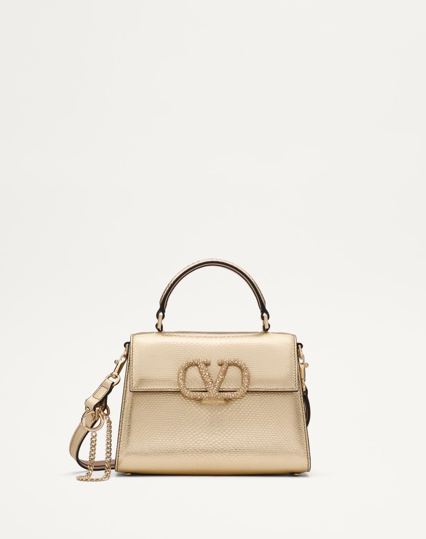 Valentino Handbags Borsa A Mano Piccola Valentino Garavani Vsling In Karung Metallizzato per Donna in Platino/beige/crystal Gold | Valentino IT Italia