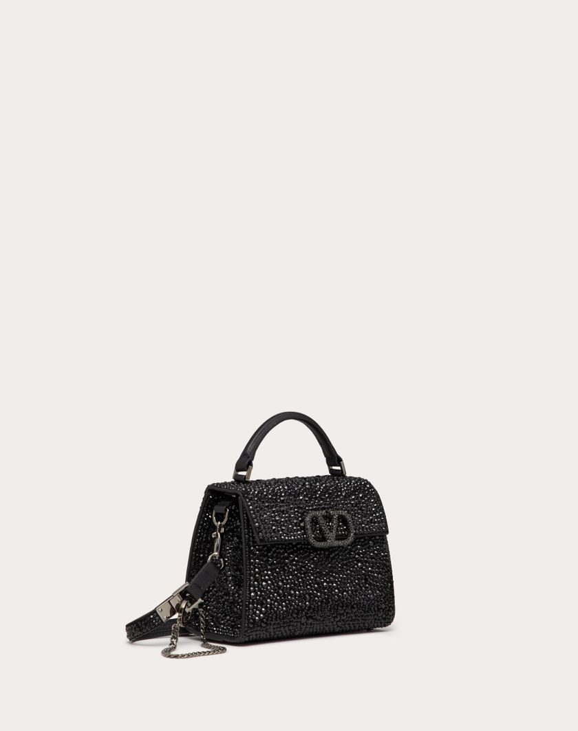 Valentino Handbags Borsa A Mano Mini Vsling Con Ricamo Sparkling per Donna in Jet | Valentino IT 2025