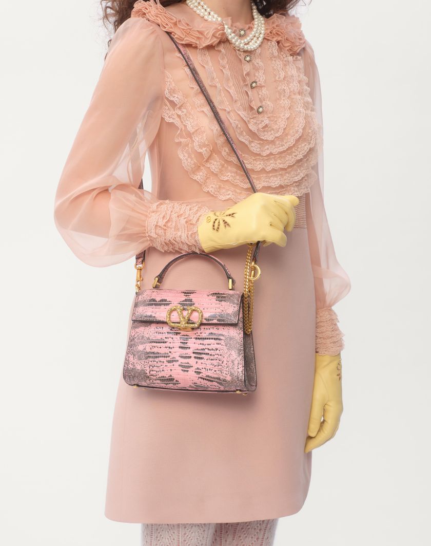 Valentino Handbags Borsa A Mano Mini Valentino Garavani Vsling In Tejus Con Logo Gioiello per Donna in Rosa | Valentino IT Nuovo
