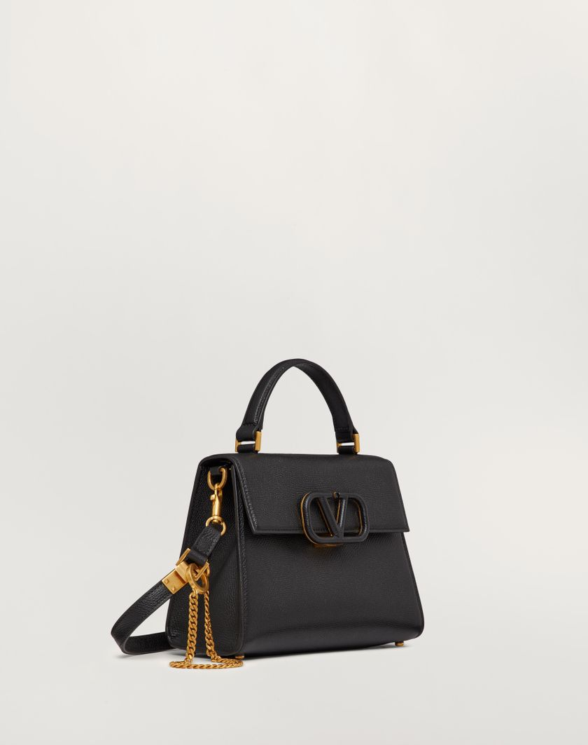 Valentino Handbags Borsa A Mano Piccola Vsling In Vitello Granato per Donna in Blu Porcellana/grigio | Valentino IT Pezzi Unici