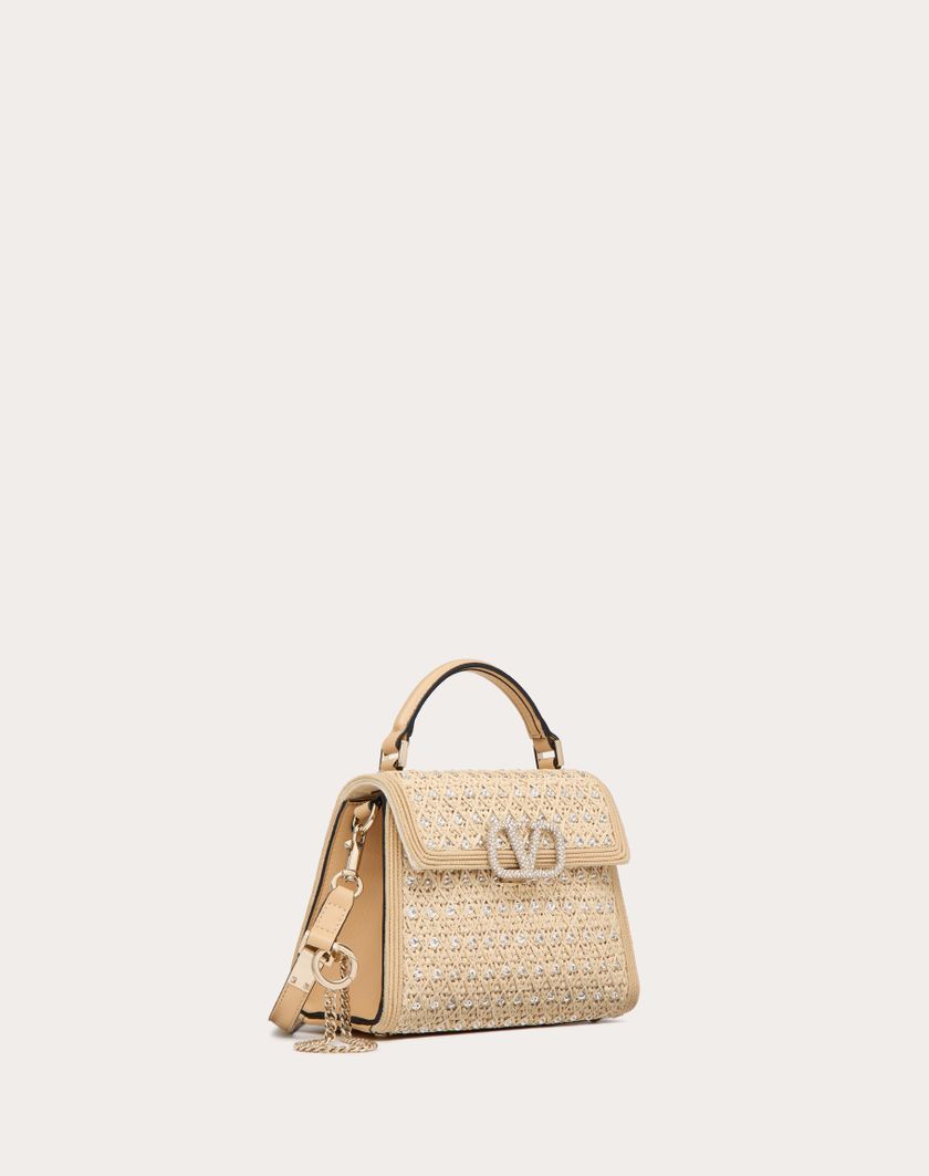 Valentino Handbags Borsa A Mano Mini Valentino Garavani Vsling Ricamata per Donna in Naturale/crystal/beige | Valentino IT Prezzo Ridotto