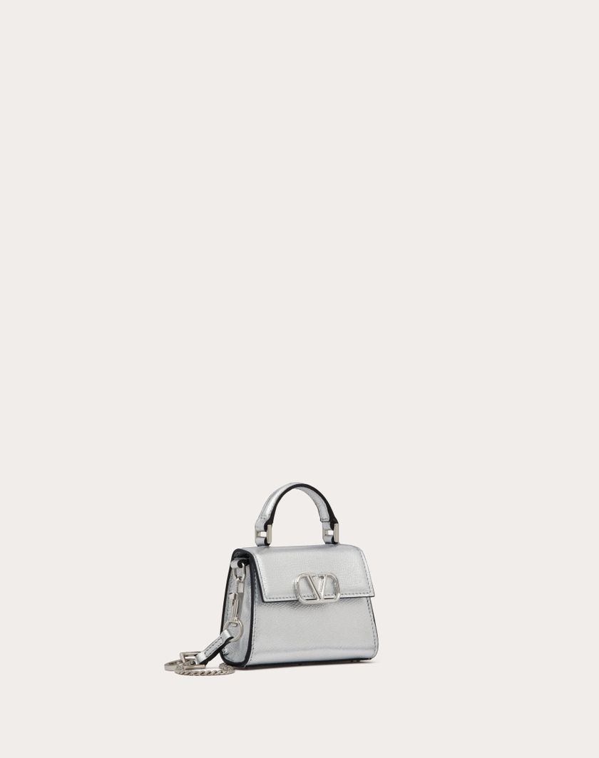 Valentino Handbags Borsa A Mano Micro Vsling In Vitello Granato Metallizzato per Donna in Argento | Valentino IT Sottocosto